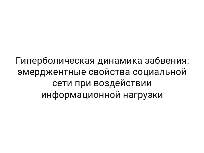 Гиперболическая динамика забвения: эмерджентные свойства социальной сети при воздействии информационной нагрузки